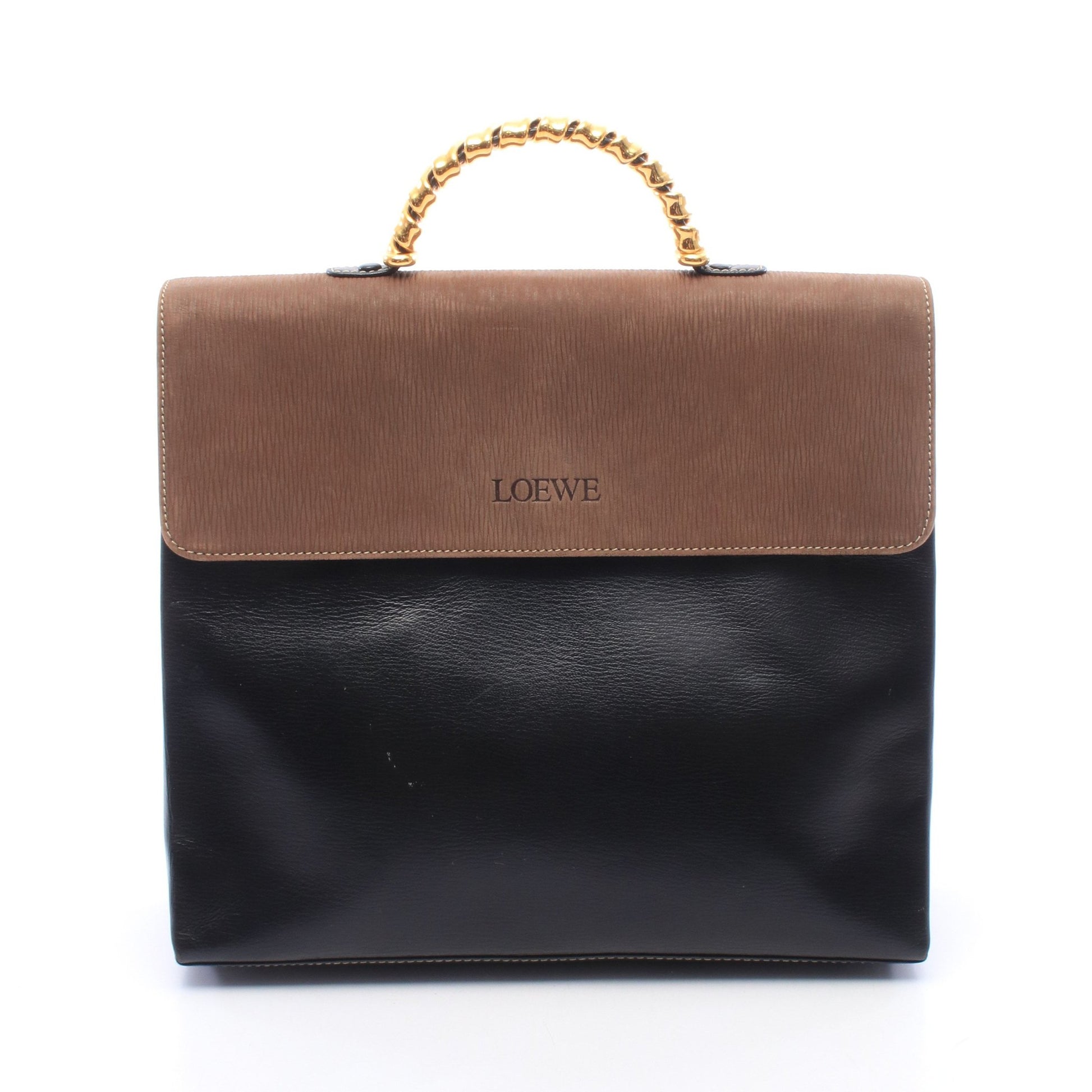 ベラスケス ツイスト ハンドバッグ レザー ヌバック ブラック ブラウン ロエベ バッグ LOEWE