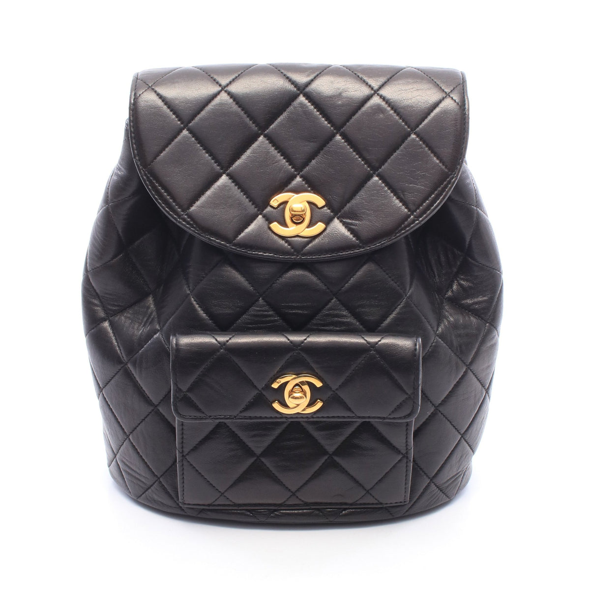 マトラッセ ターンロック チェーン バックパック リュックサック ラムスキン ブラック ゴールド金具 シャネル バッグ CHANEL