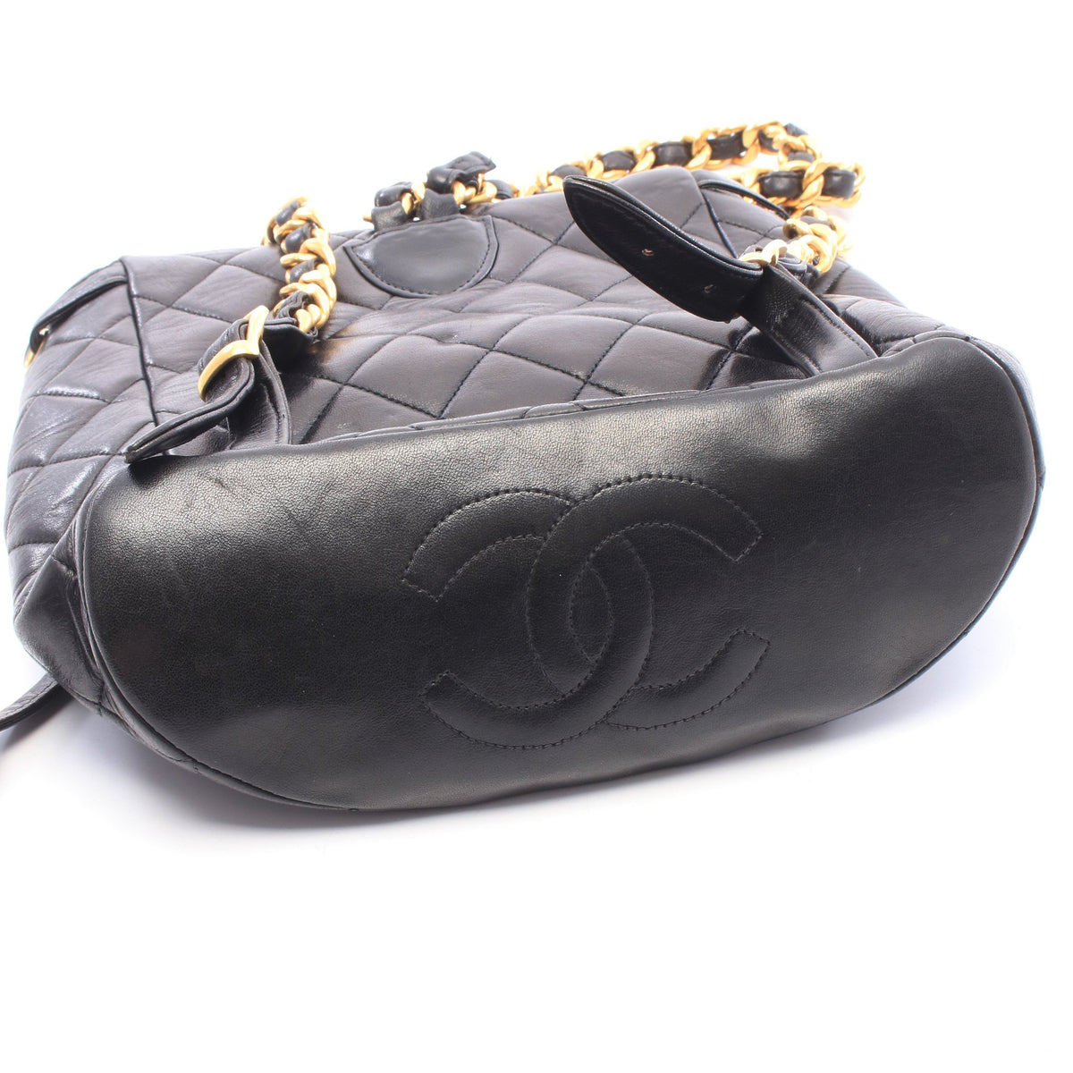 マトラッセ ターンロック チェーン バックパック リュックサック ラムスキン ブラック ゴールド金具 シャネル バッグ CHANEL
