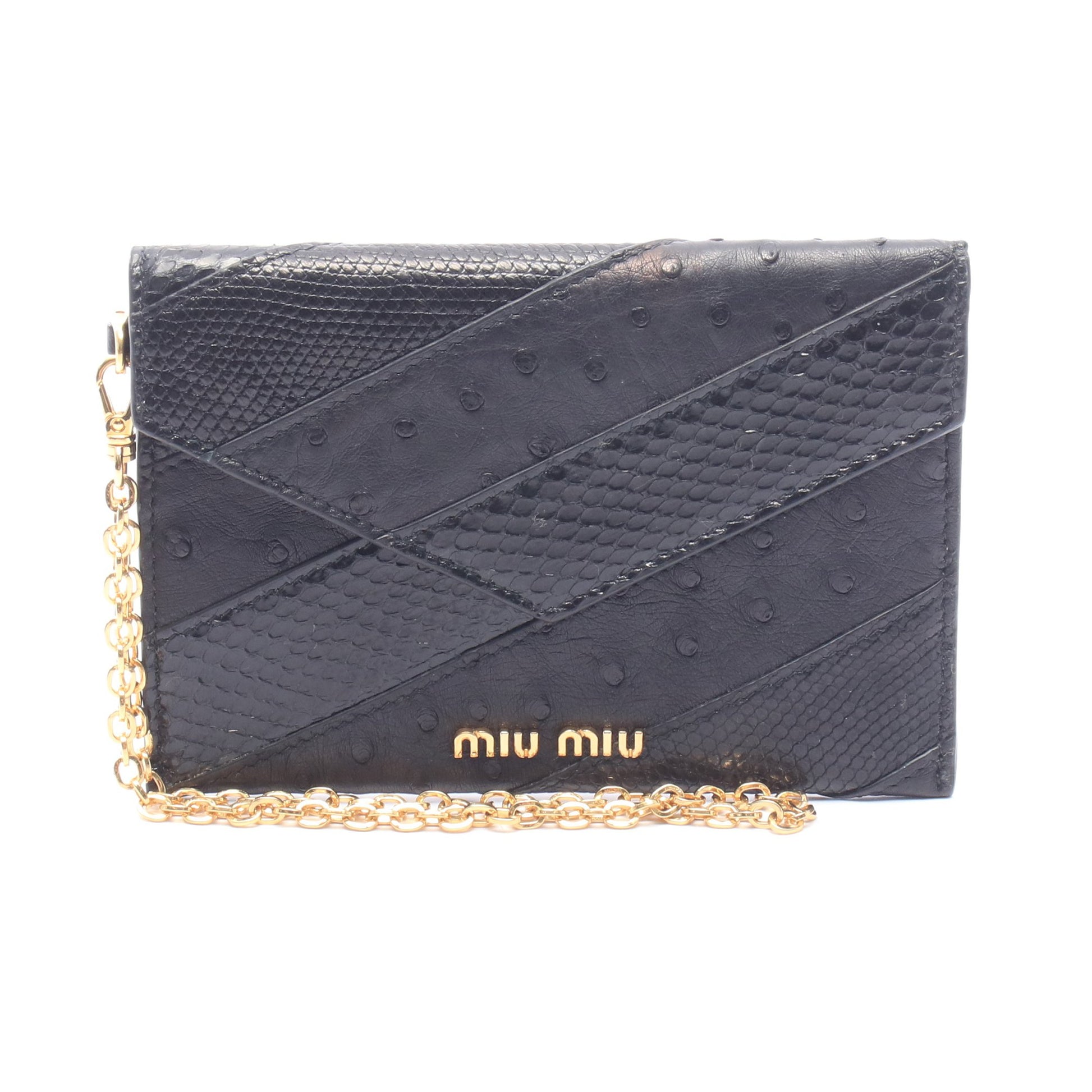MADRAS LOVE マドラス ラブ エンベロープ ポーチ レザー パイソン ブラック ミュウミュウ 財布・小物 miu miu