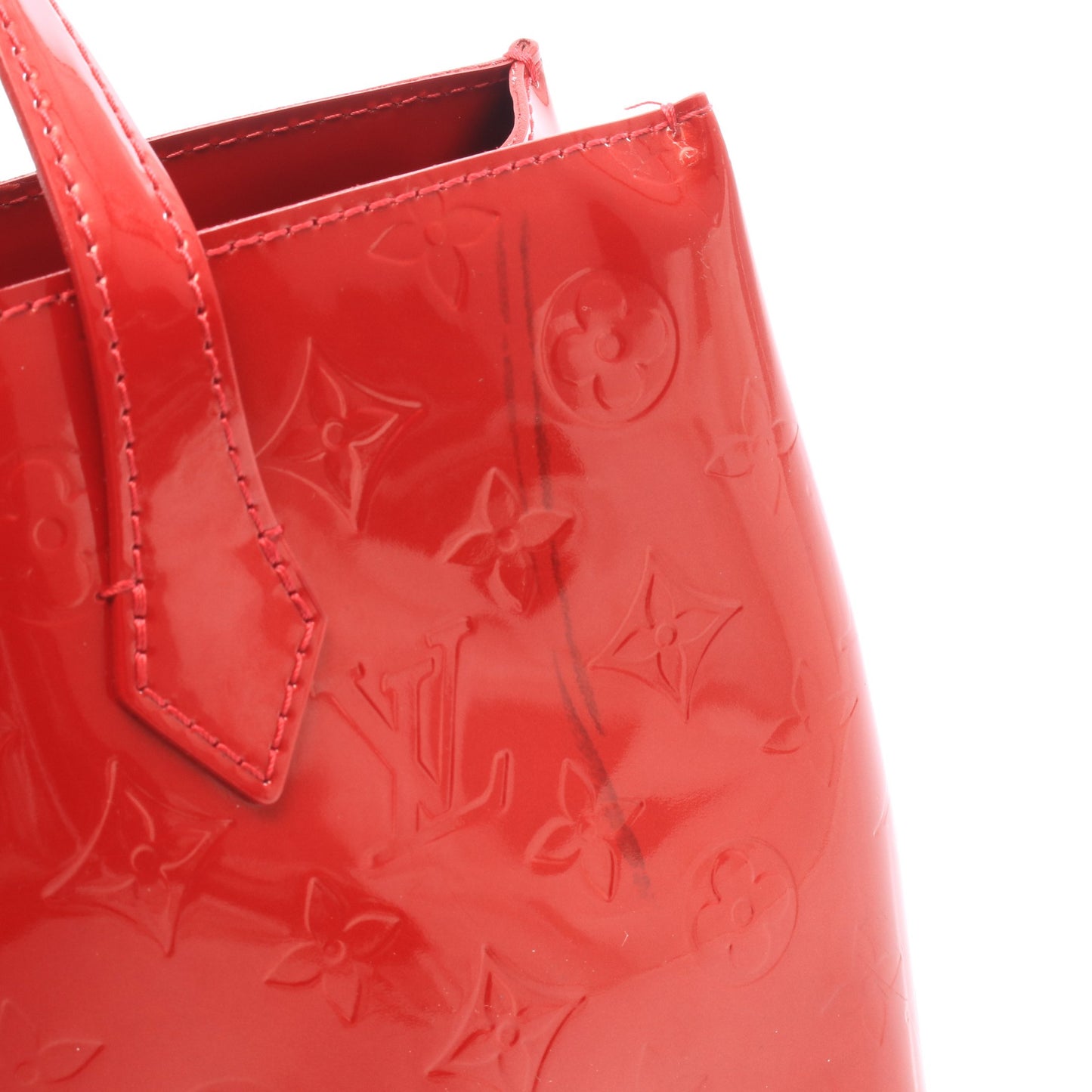 ウィルシャーPM モノグラムヴェルニ ポムダムール ハンドバッグ レザー レッド ルイヴィトン バッグ LOUIS VUITTON
