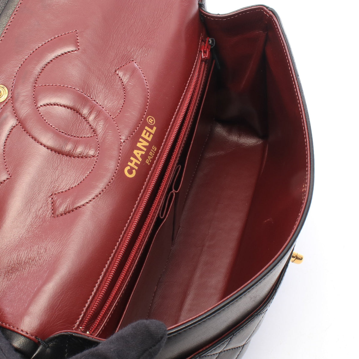 マトラッセ パリ限定 Wフラップ Wチェーンショルダーバッグ ラムスキン ブラック ゴールド金具 シャネル バッグ CHANEL