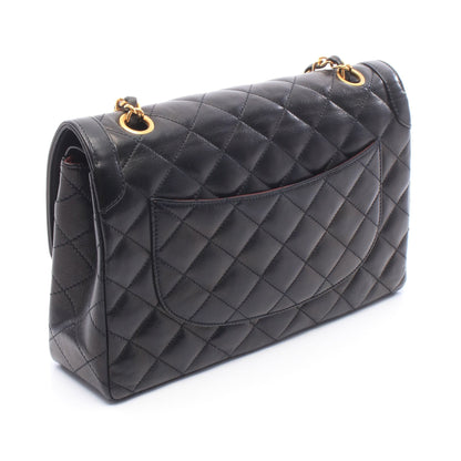 マトラッセ パリ限定 Wフラップ Wチェーンショルダーバッグ ラムスキン ブラック ゴールド金具 シャネル バッグ CHANEL