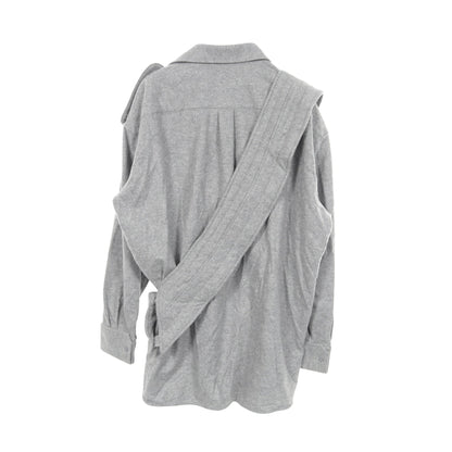 PLASTRON SHIRT WITH SASH AND P ジャケット カシミヤ コットン グレー ルイヴィトン