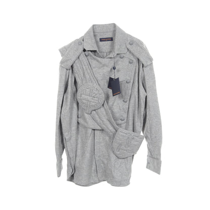 PLASTRON SHIRT WITH SASH AND P ジャケット カシミヤ コットン グレー ルイヴィトン