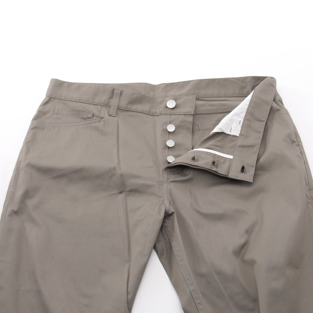 セリエボタン チノパンツ コットン グレーグリーン エルメス