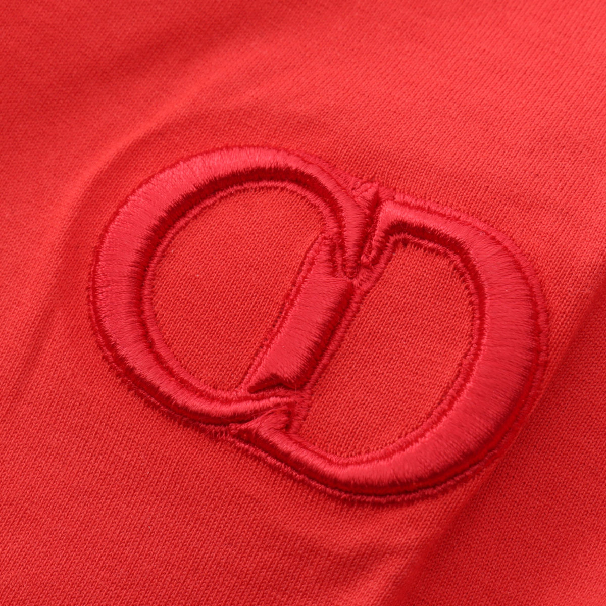 ロゴ刺繍 半袖Tシャツ コットン レッド クリスチャンディオール