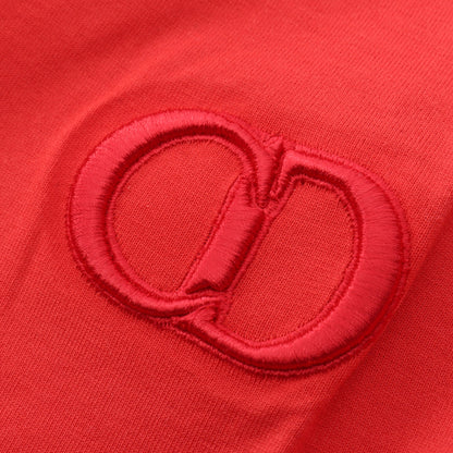 ロゴ刺繍 半袖Tシャツ コットン レッド クリスチャンディオール