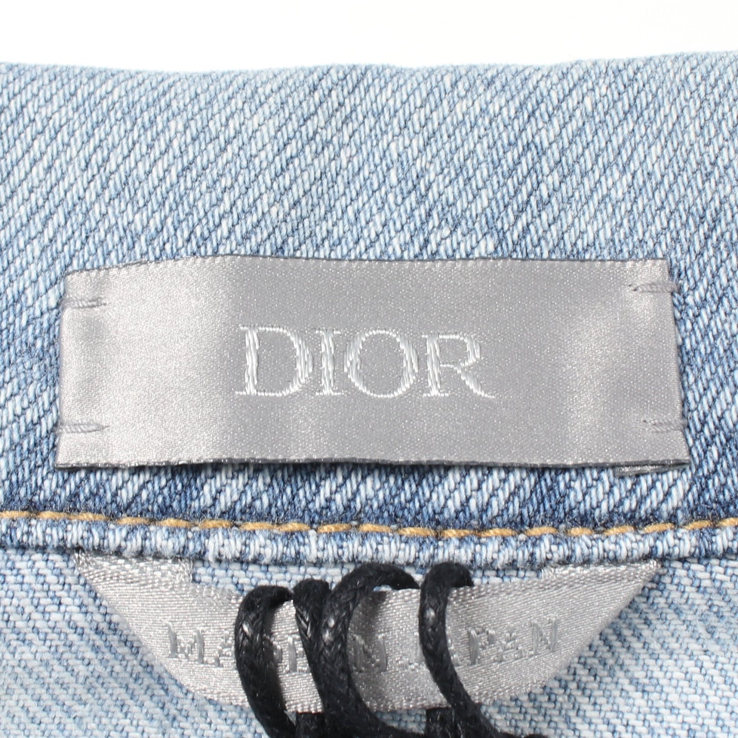 DIOR × KENNY SCHARF ロゴ刺繍 ダメージ加工 デニムジャケット コットン ライトブルー ブルーグレー クリスチャンディオール