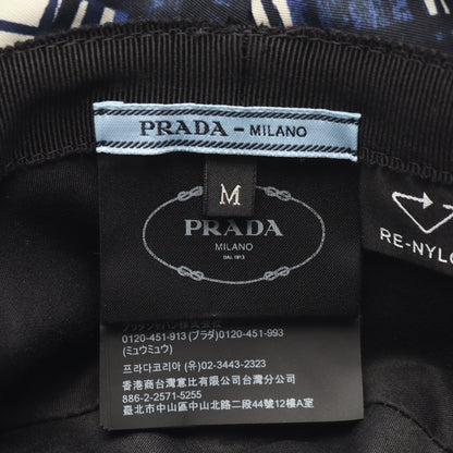 Re-Nylon チェック柄 バケット ハット ナイロン ネイビー ホワイト プラダ