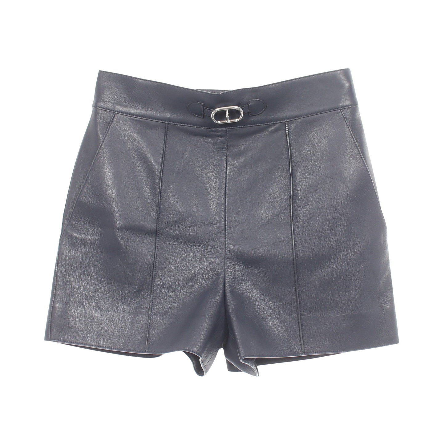 シェーヌダンクル ショート パンツ レザー ネイビー エルメス