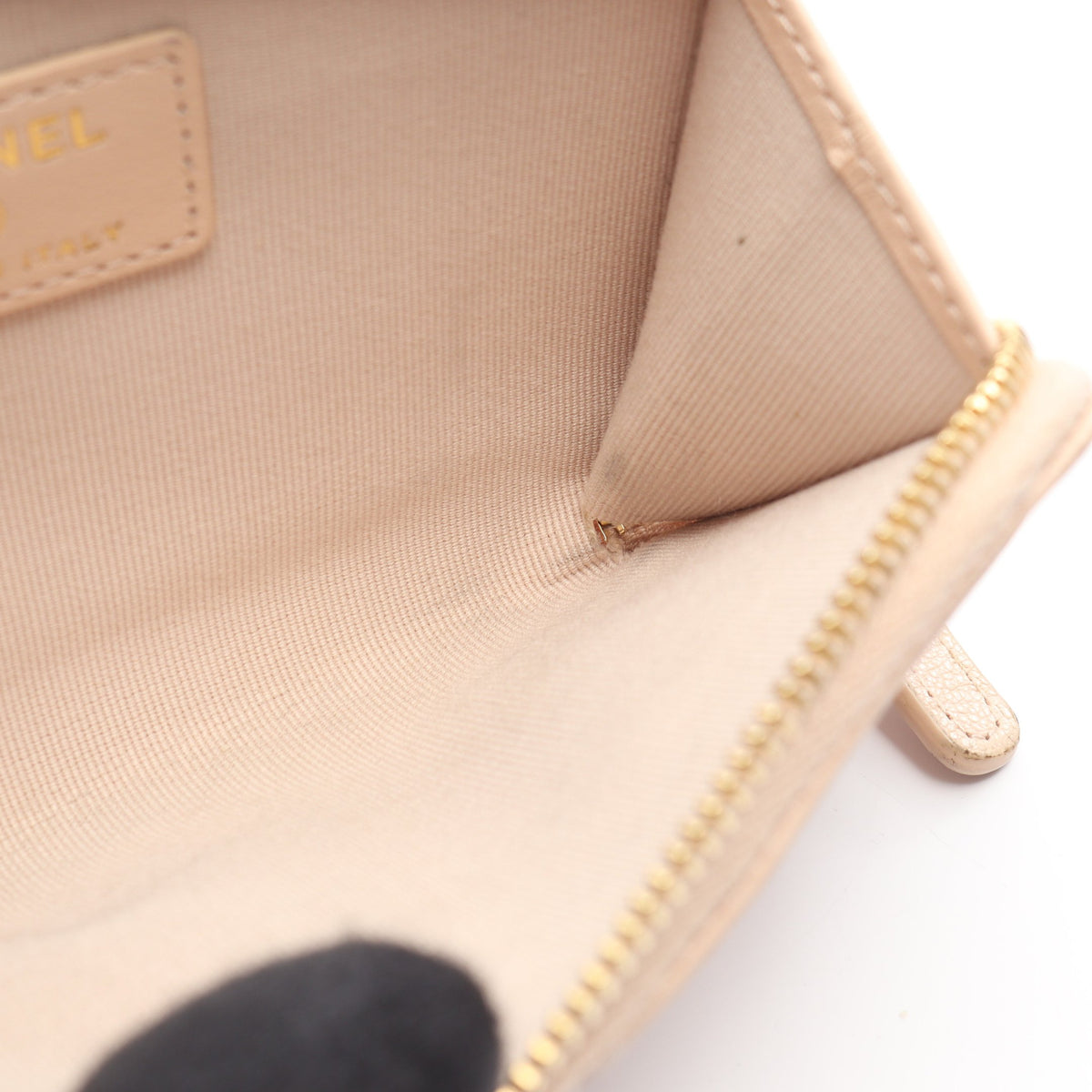 ココマーク ジップ カードケース コインケース レザー ピンクベージュ ゴールド金具 シャネル
