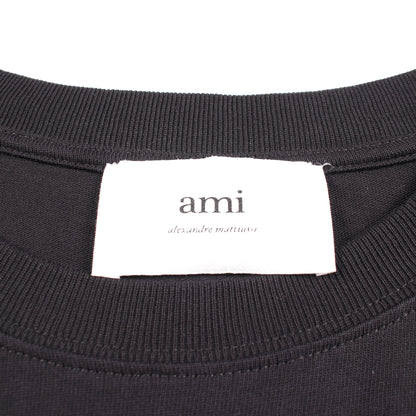 ハートロゴ刺繍 長袖Tシャツ コットン ブラック アミアレクサンドルマテュッシ