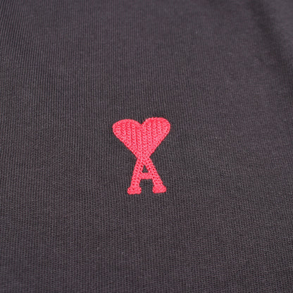 ハートロゴ刺繍 長袖Tシャツ コットン ブラック アミアレクサンドルマテュッシ