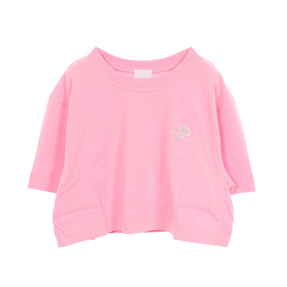 バックロゴ ラインストーン クロップド 半袖Tシャツ コットン ピンク パトゥ