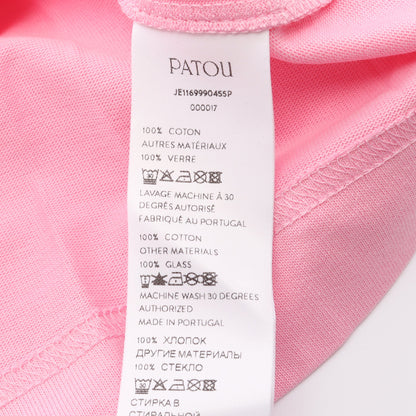 バックロゴ ラインストーン クロップド 半袖Tシャツ コットン ピンク パトゥ