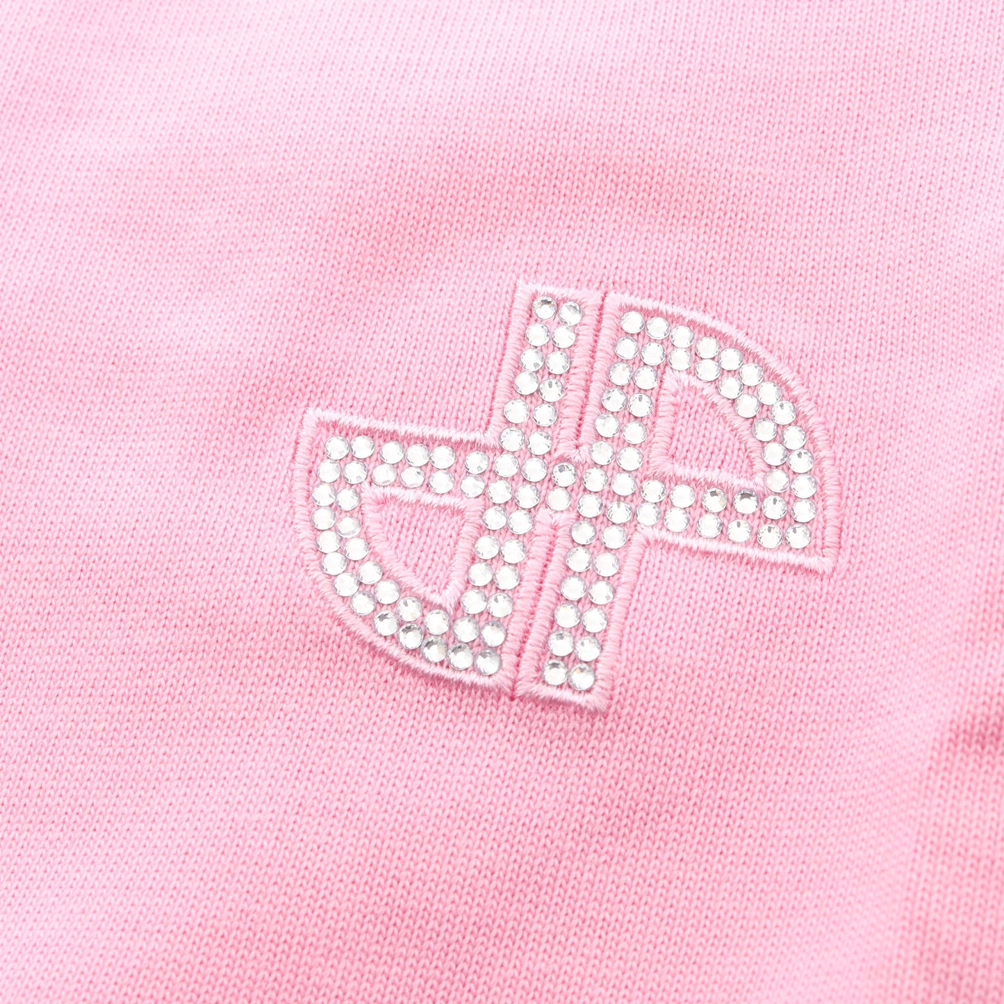 バックロゴ ラインストーン クロップド 半袖Tシャツ コットン ピンク パトゥ