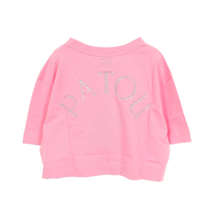 バックロゴ ラインストーン クロップド 半袖Tシャツ コットン ピンク パトゥ