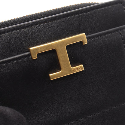 Tタイムレス 二つ折り財布 レザー ブラック トッズ