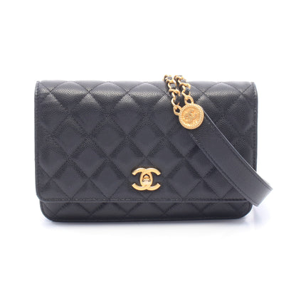 マトラッセ チェーンウォレット キャビアスキン ブラック ゴールド金具 シャネル バッグ CHANEL