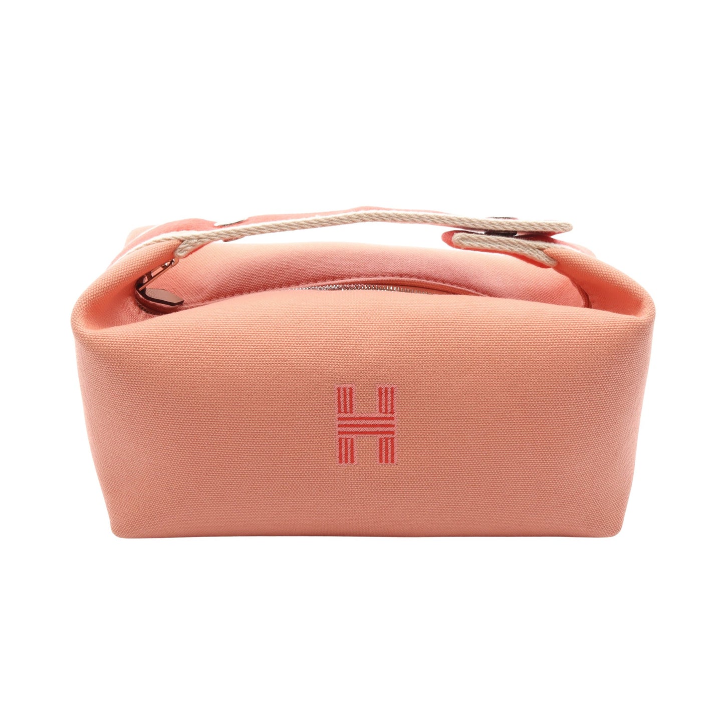 ブリッドアブラックPM グアバ ハンドバッグ キャンバス コーラルピンク レッド シルバー金具 エルメス バッグ HERMES