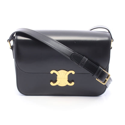 クラシック トリオンフ ミディアム ショルダーバッグ レザー ブラック セリーヌ バッグ CELINE