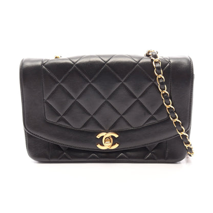 マトラッセ ダイアナフラップ チェーンショルダーバッグ ラムスキン ブラック ゴールド金具 シャネル バッグ CHANEL