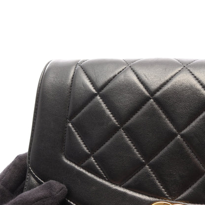 マトラッセ ダイアナフラップ チェーンショルダーバッグ ラムスキン ブラック ゴールド金具 シャネル バッグ CHANEL
