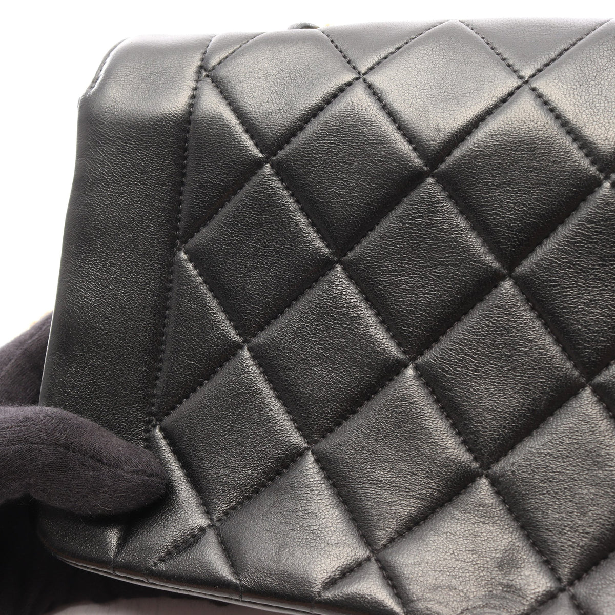 マトラッセ ダイアナフラップ チェーンショルダーバッグ ラムスキン ブラック ゴールド金具 シャネル バッグ CHANEL