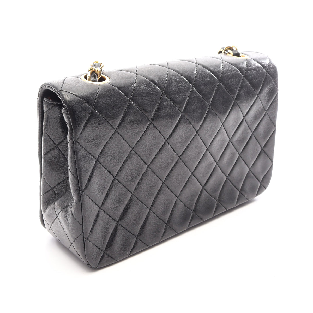 マトラッセ フルフラップ チェーンショルダーバッグ ラムスキン ブラック ゴールド金具 シャネル バッグ CHANEL