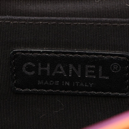 ボーイシャネル チェーンショルダーバッグ レザー ピンク マルチカラー シルバー金具 シャネル