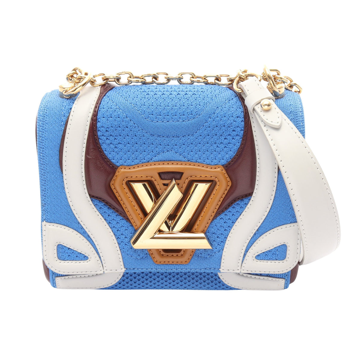 ツイストPM チェーンショルダーバッグ ファブリック レザー ブルー マルチカラー ルイヴィトン バッグ LOUIS VUITTON