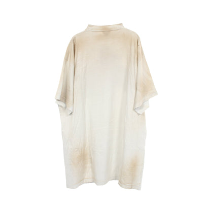ロゴ ワッペン クラッシュ加工 ヴィンテージ加工 Tシャツ 半袖Tシャツ コットン ライトブルー バレンシアガ