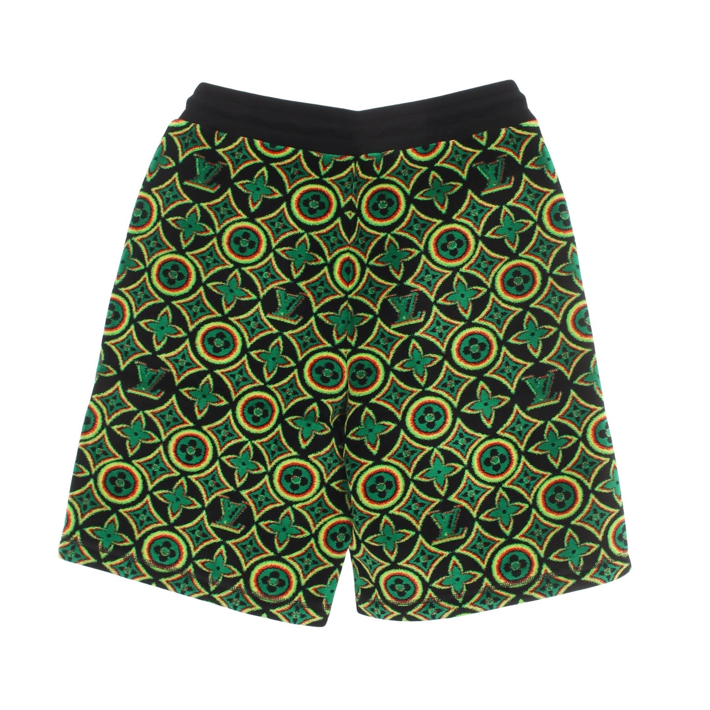 モノグラム ジャマイカンフラワー ショーツ ハーフ パンツ コットン ブラック イエローグリーン グリーン ルイヴィトン