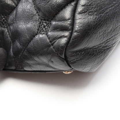 マトラッセ ボストンバッグ レザー ブラック シルバー金具 シャネル バッグ CHANEL