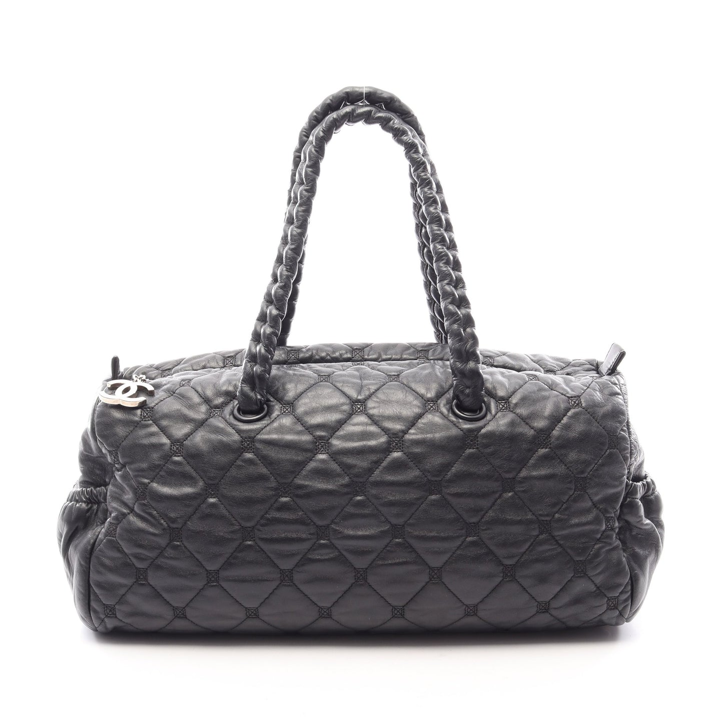 マトラッセ ボストンバッグ レザー ブラック シルバー金具 シャネル バッグ CHANEL