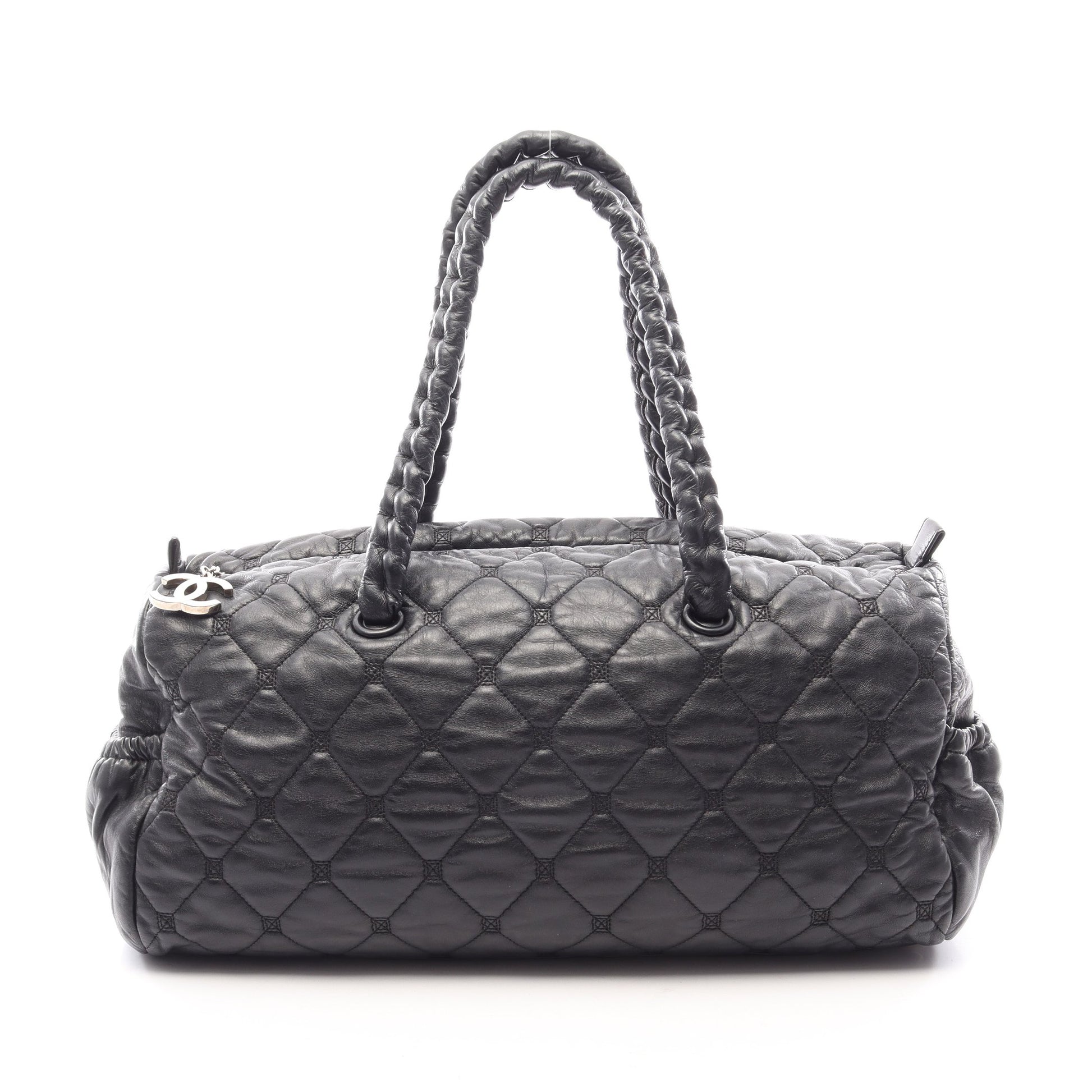 マトラッセ ボストンバッグ レザー ブラック シルバー金具 シャネル バッグ CHANEL