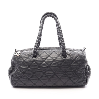 マトラッセ ボストンバッグ レザー ブラック シルバー金具 シャネル バッグ CHANEL