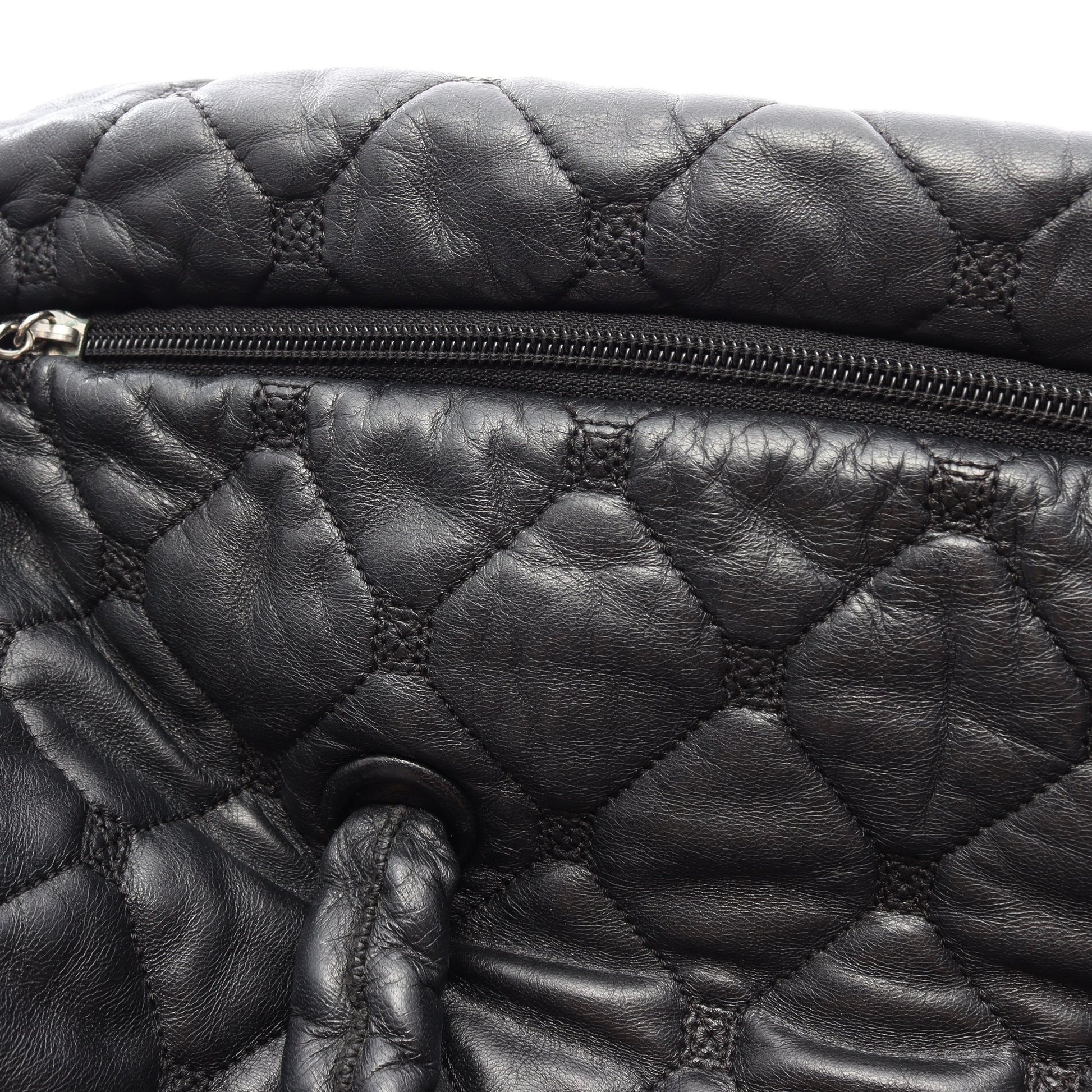 マトラッセ ボストンバッグ レザー ブラック シルバー金具 シャネル バッグ CHANEL