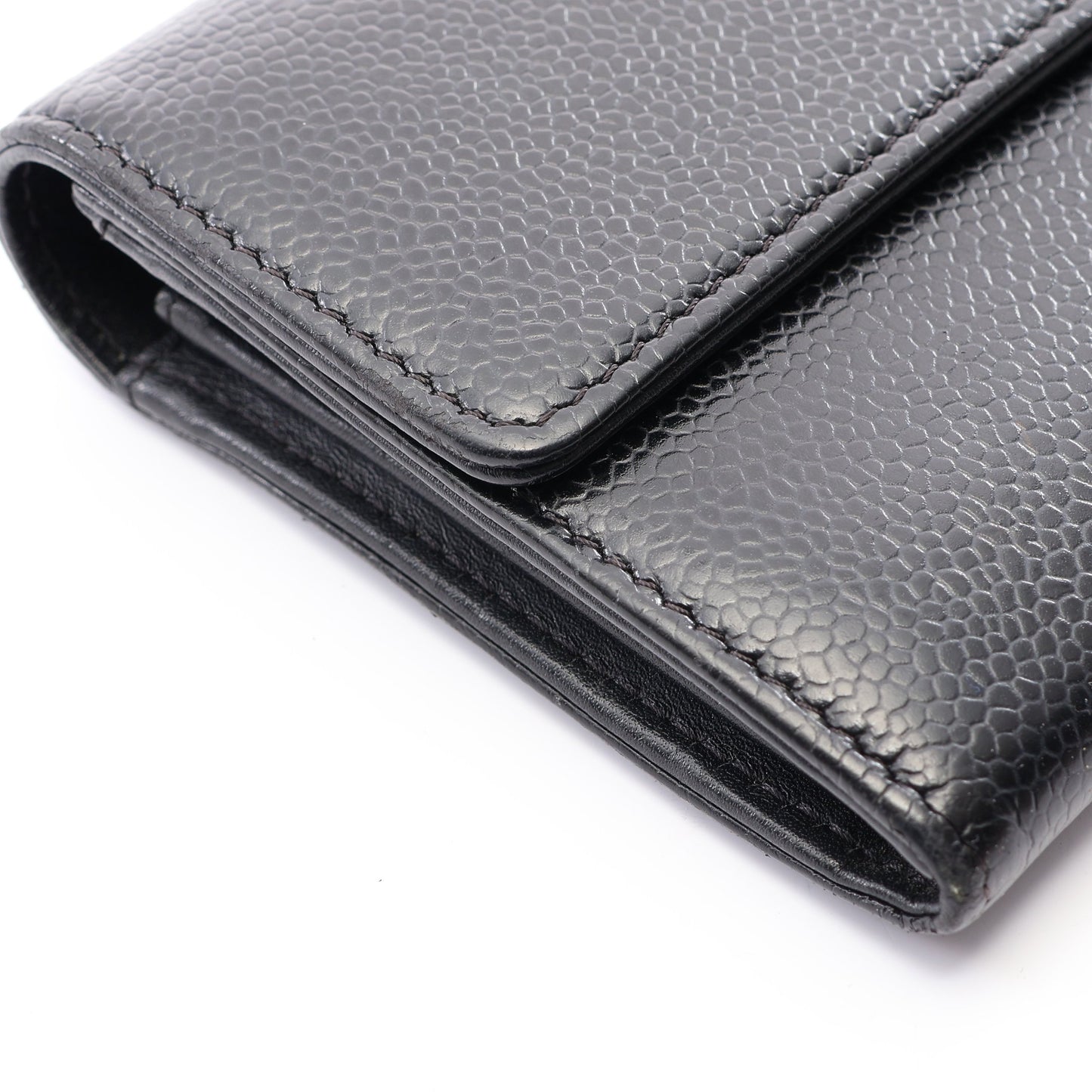 ココマーク 二つ折り長財布 キャビアスキン ブラック ゴールド金具 シャネル