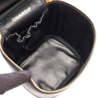 ビコローレ バニティバッグ ハンドバッグ レザー ブラック ゴールド金具 シャネル