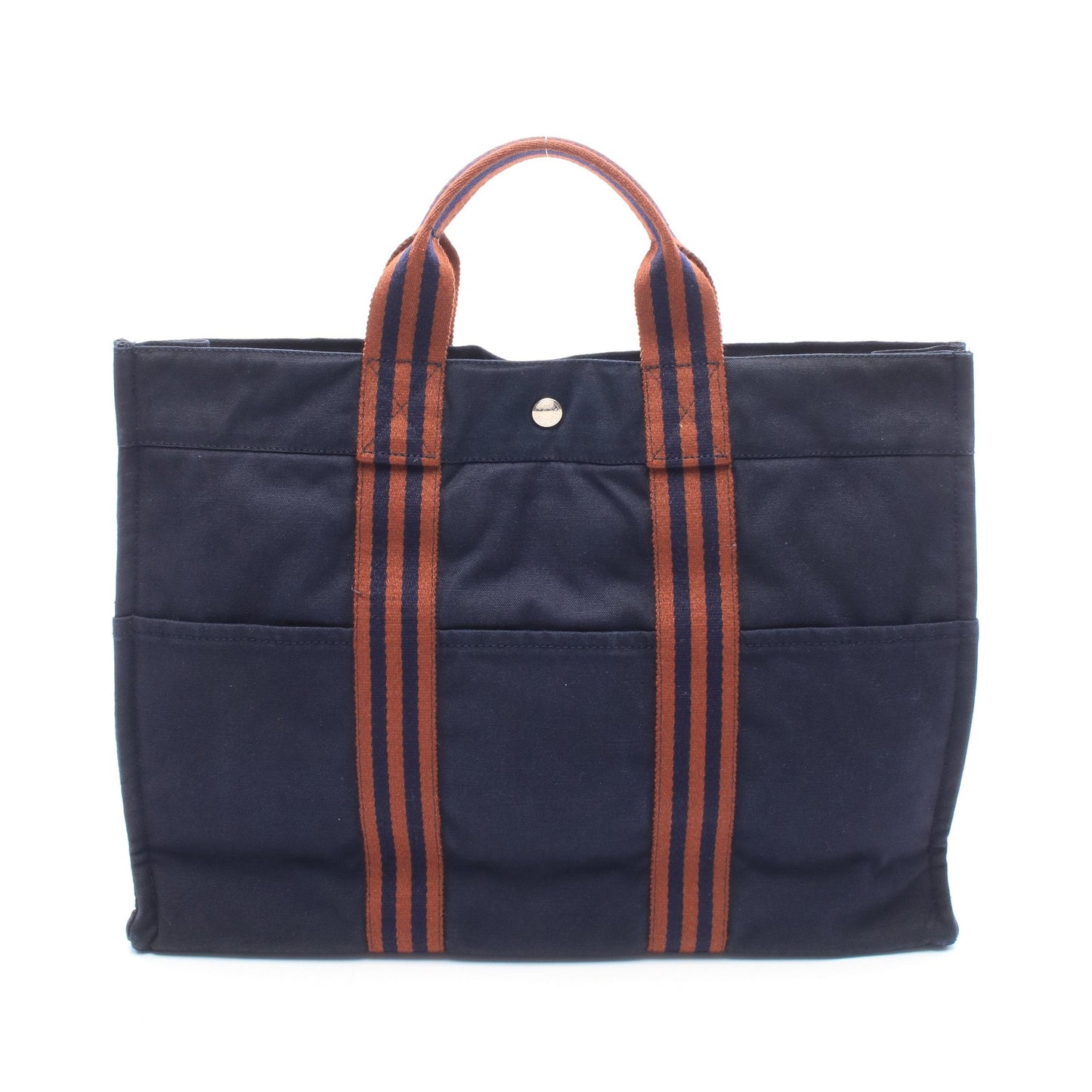 フールトゥMM ハンドバッグ トートバッグ キャンバス ネイビー シルバー金具 エルメス