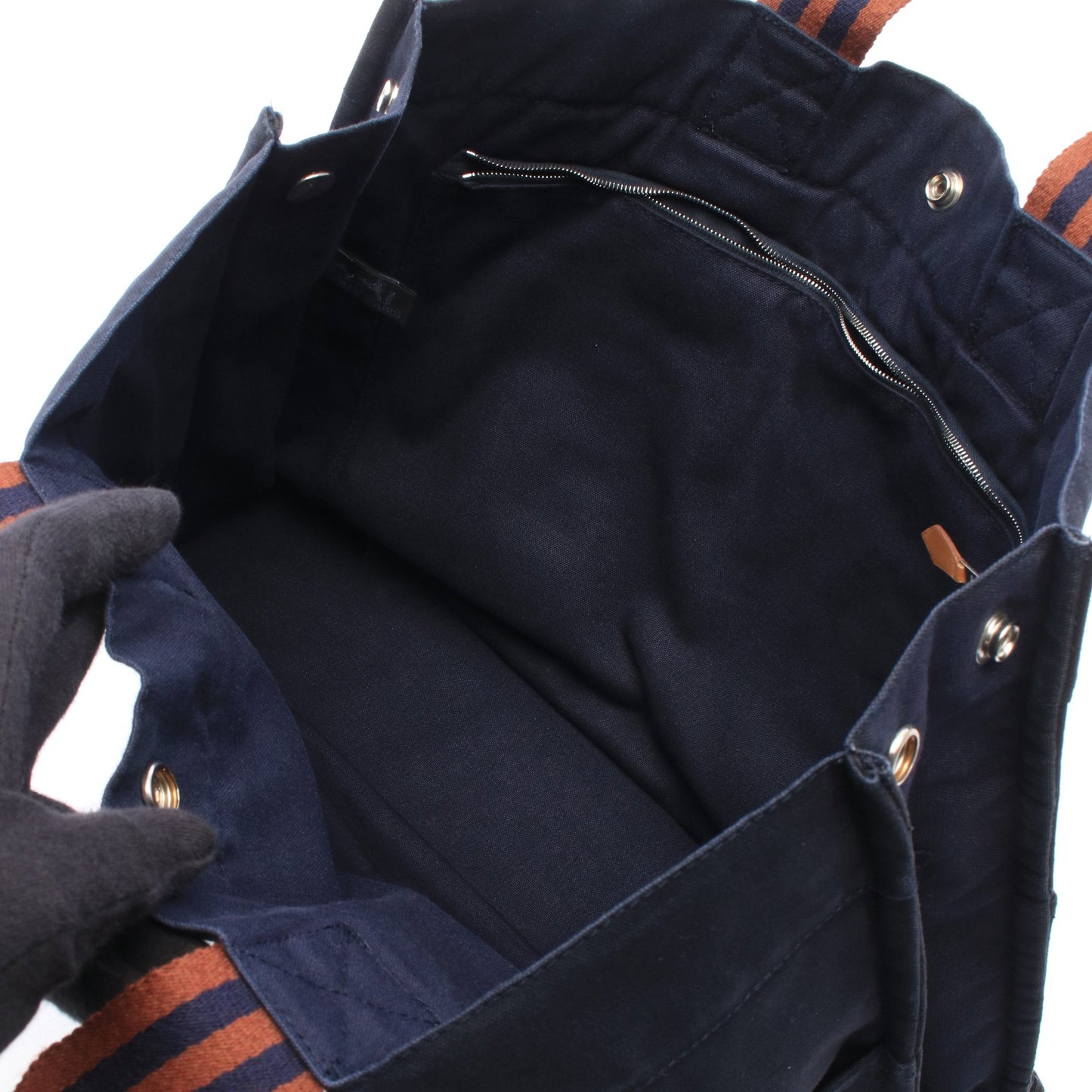 フールトゥMM ハンドバッグ トートバッグ キャンバス ネイビー シルバー金具 エルメス