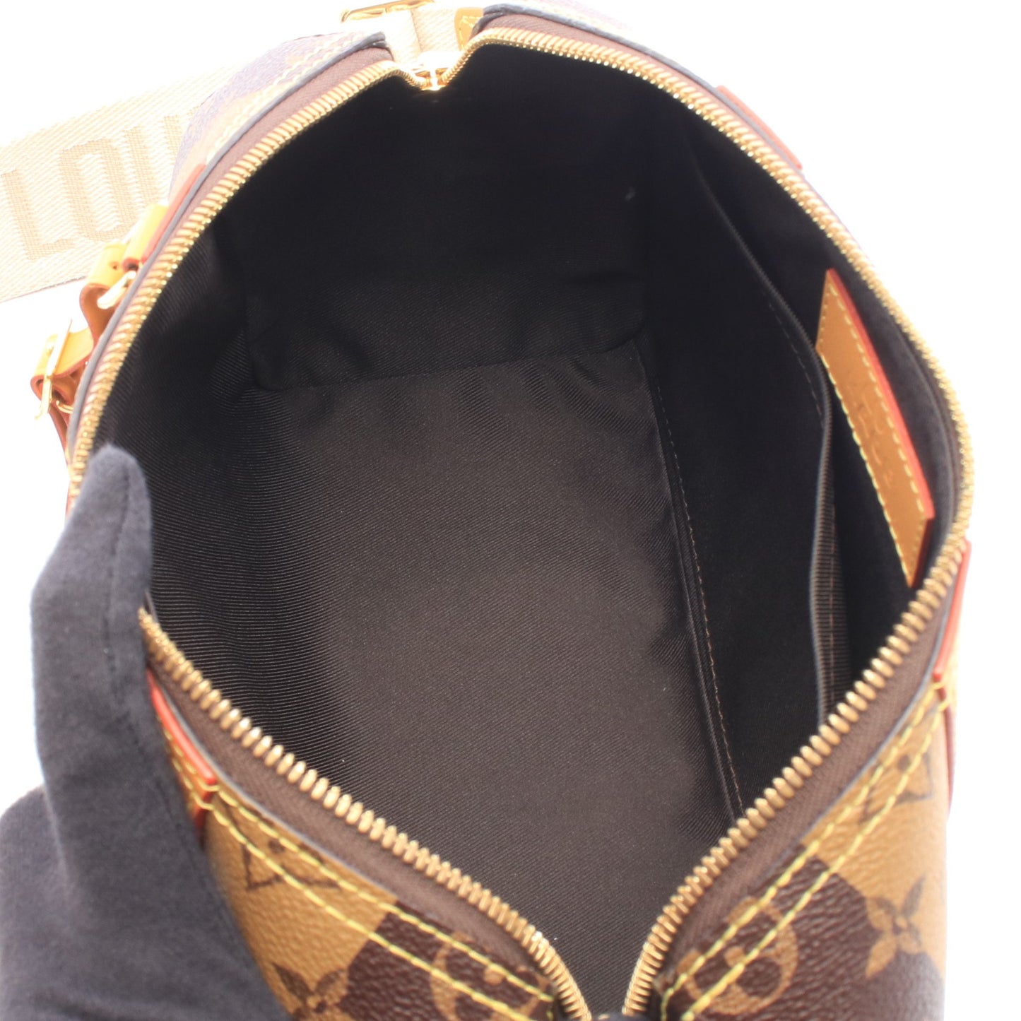 LOUIS VUITTON × NIGO シティ キーポル モノグラムストライプ LVスクエアード ショルダーバッグ PVC レザー ブラウン ライトブラウン ルイヴィトン