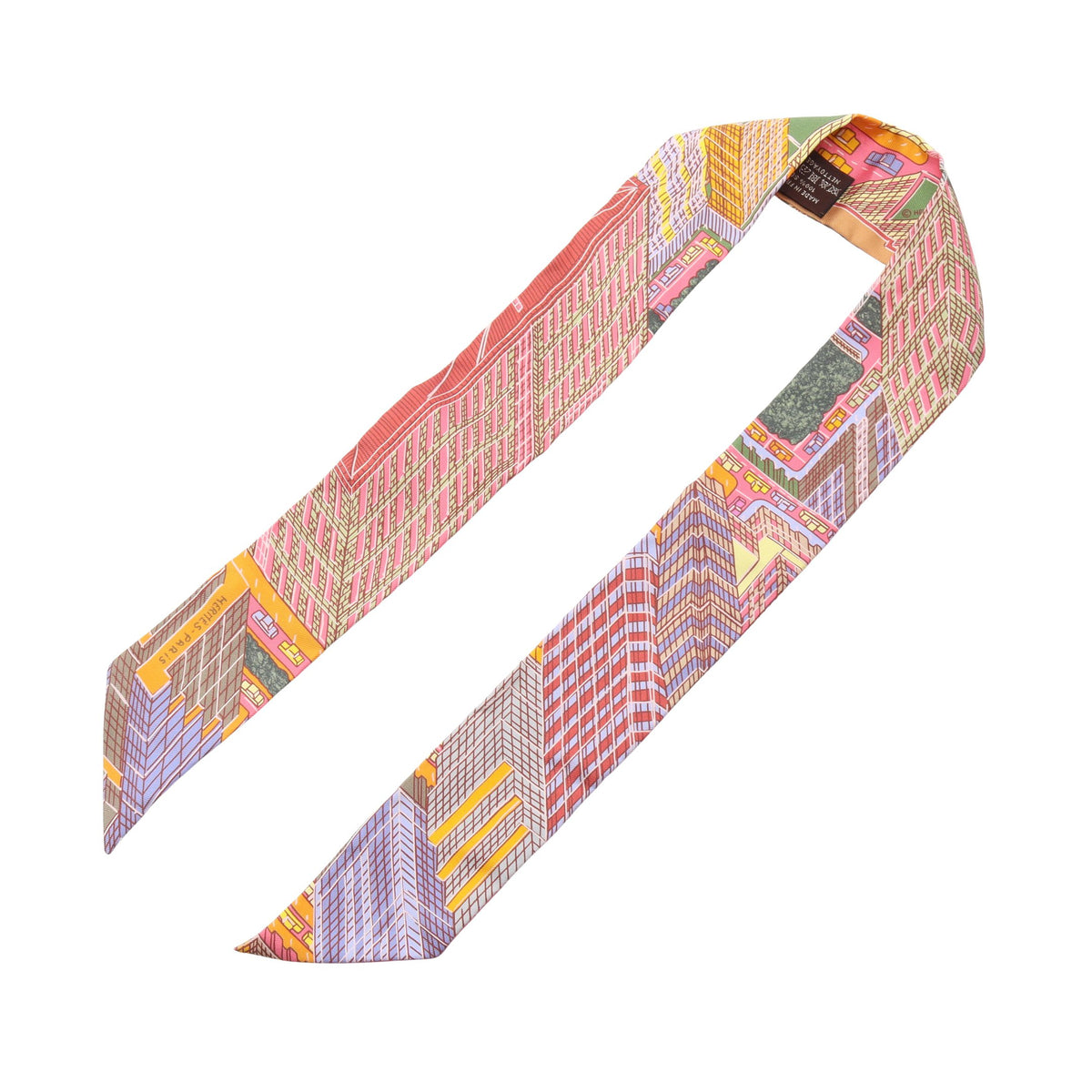 ツイリー PANTIN CITY リボン スカーフ シルク ピンク マルチカラー エルメス