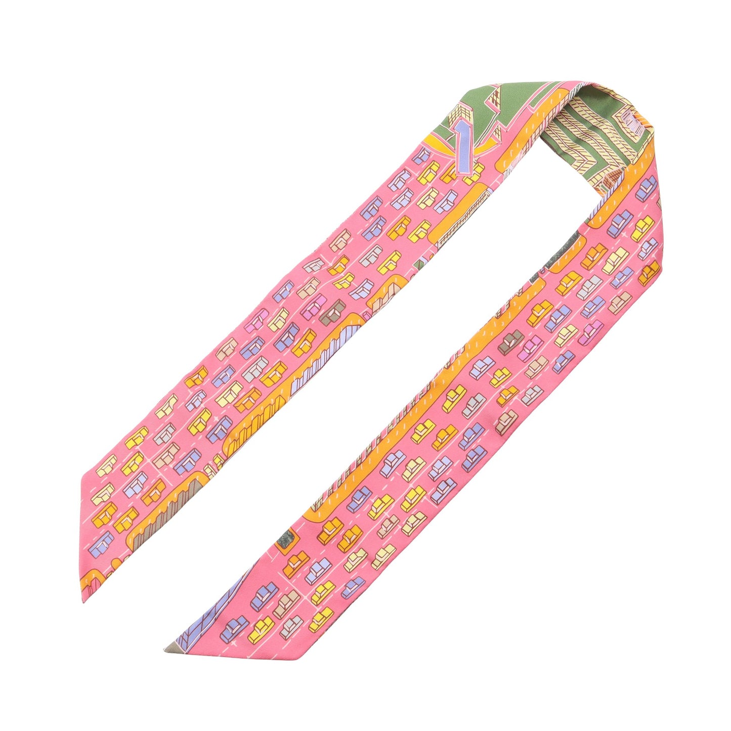 ツイリー PANTIN CITY リボン スカーフ シルク ピンク マルチカラー エルメス