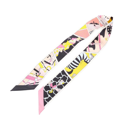 ツイリー リボン Factory Suite スカーフ シルク ホワイト マルチカラー エルメス