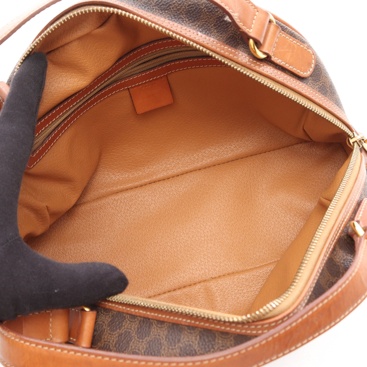 マカダム ハンドバッグ PVC レザー ブラウン ベージュ セリーヌ バッグ CELINE