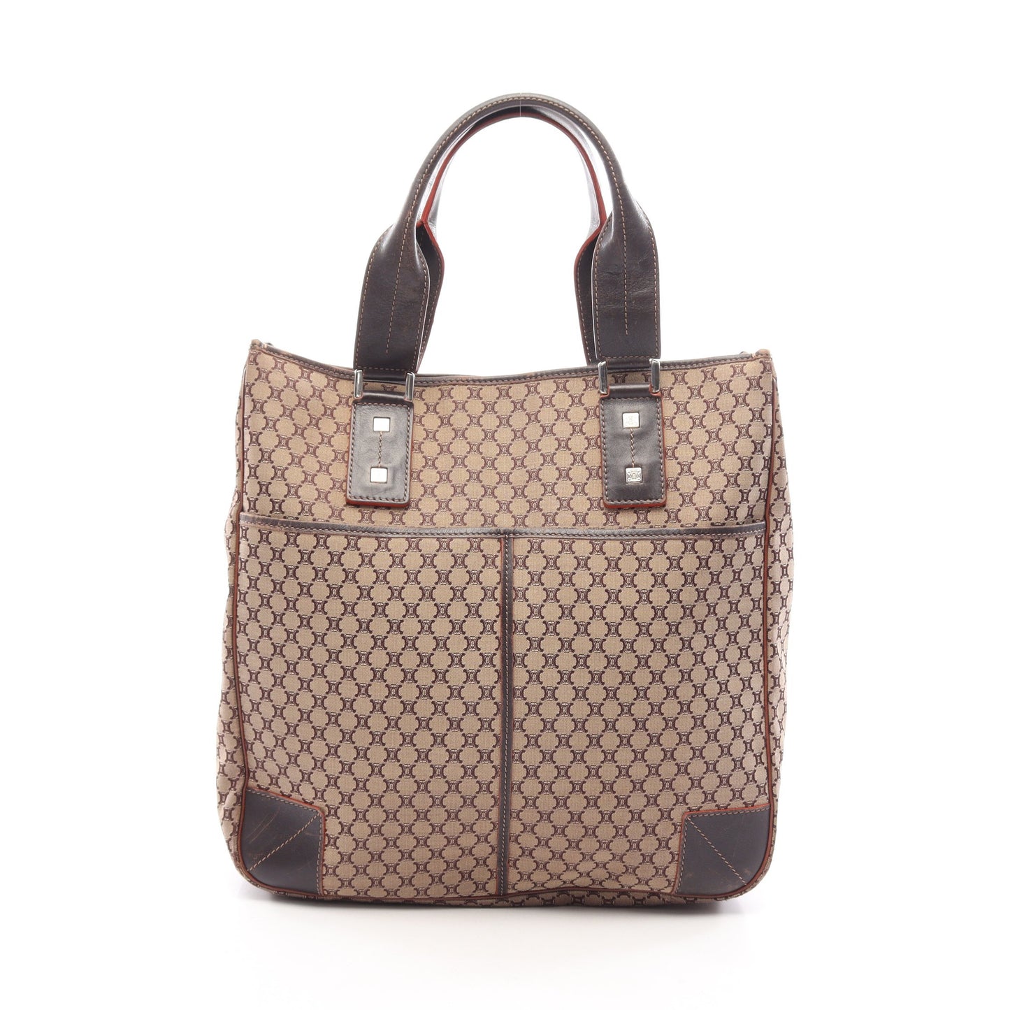 マカダム ハンドバッグ トートバッグ キャンバス レザー ベージュ ダークブラウン セリーヌ バッグ CELINE