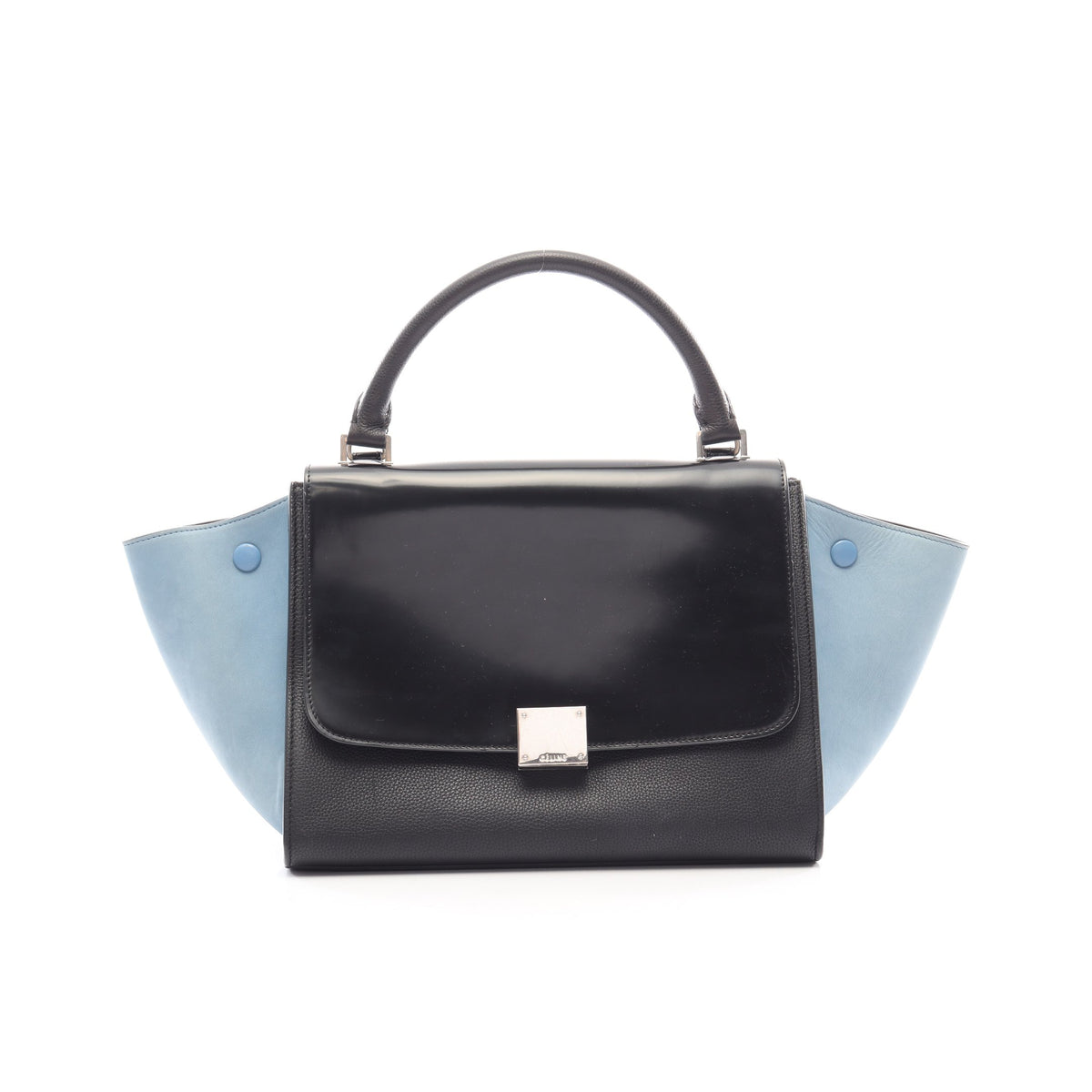 トラペーズ スモール ハンドバッグ レザー ヌバック ブラック ライトブルー セリーヌ バッグ CELINE